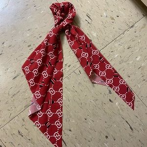Red hair scrunchie with ribbons